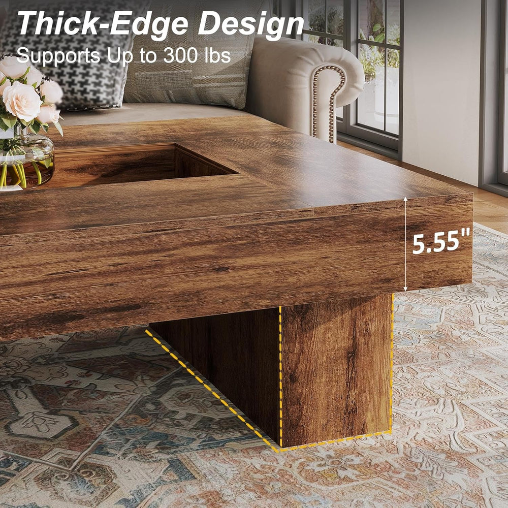 LVB 47"X31" Large Rectangle Wood Coffee Table for Living Room Rusti...
