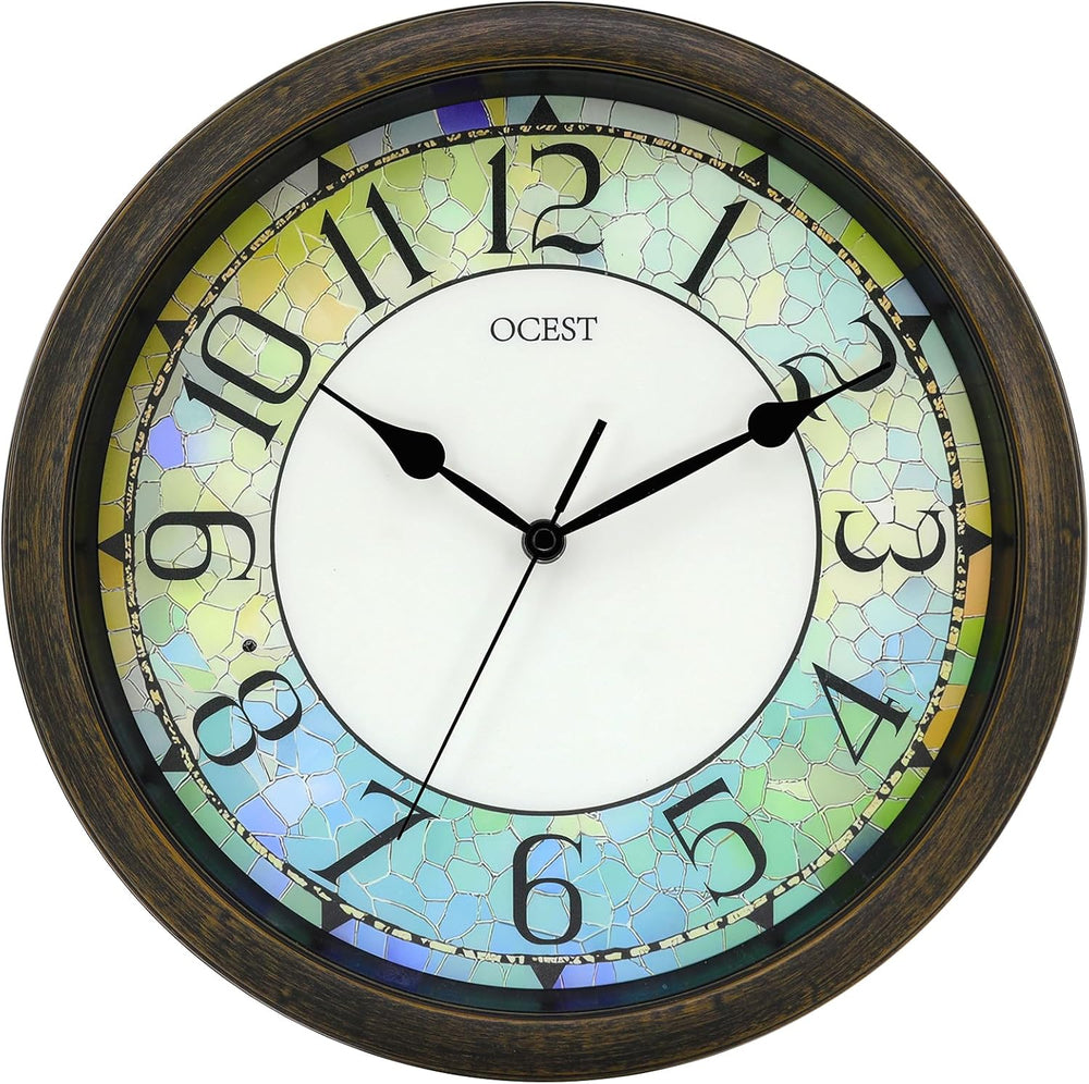 OCEST 13 Inch Illuminated Wall Clock, Glow in The Dark, Brown