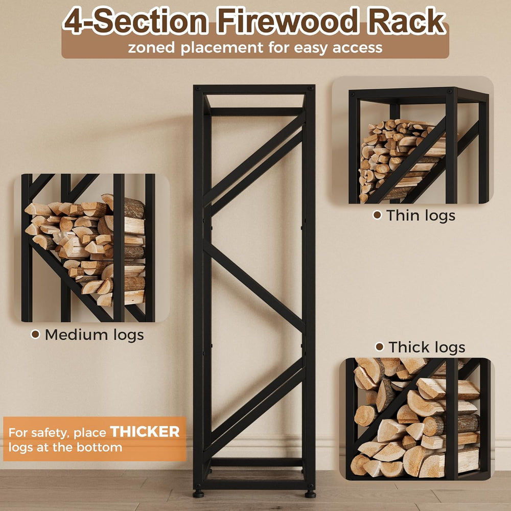 Firewood Rack Indoor 47 Inch Tall, 4-Tier Heavy-Duty Firewood Holder for Fire...