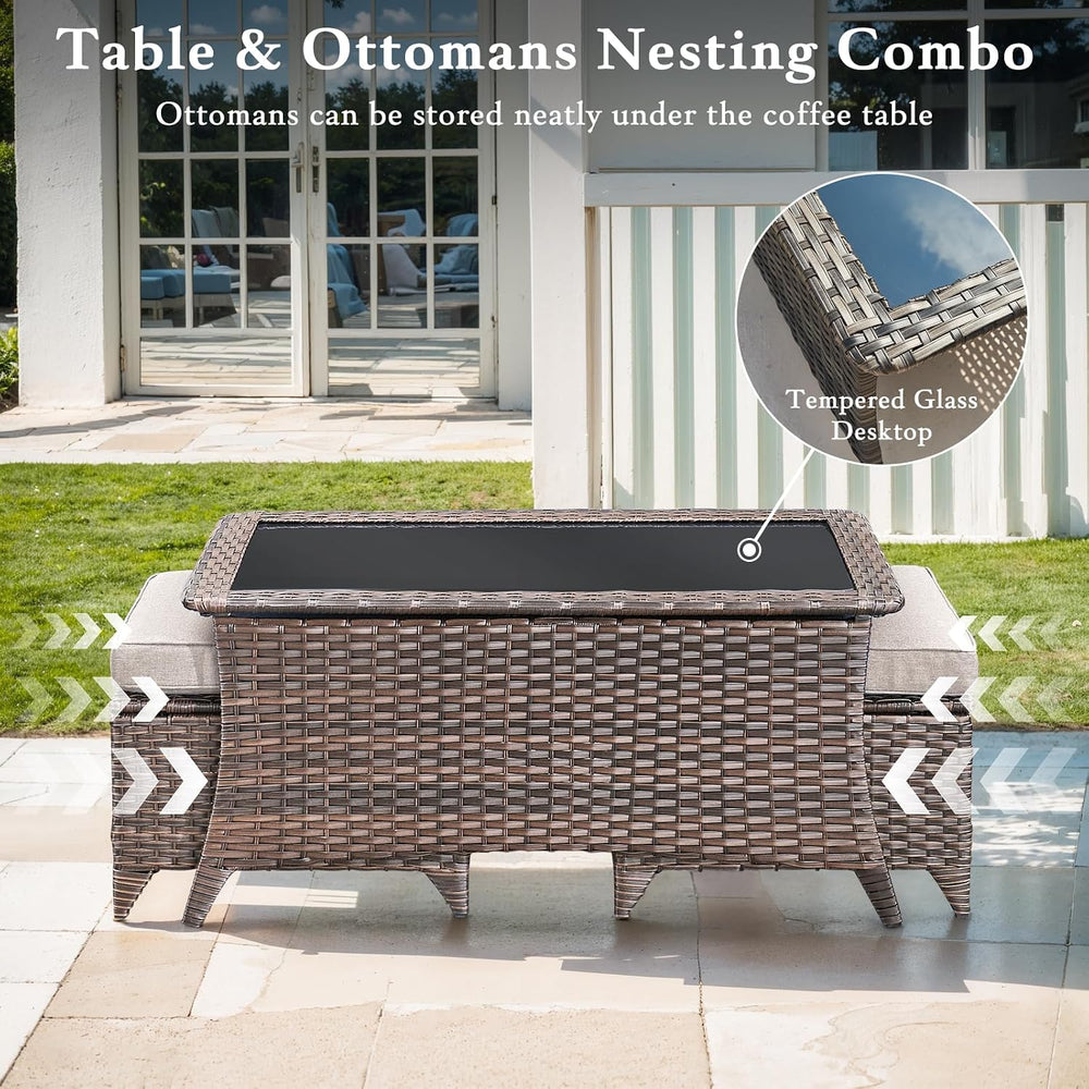 Luxury High Back Outdoor Furniture Set with 6-inch Thick Cushions, Patio Furn...