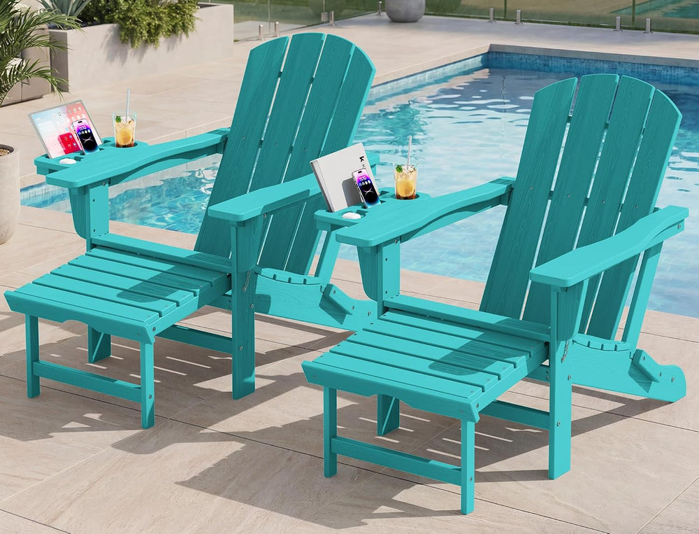 KINGYES Adjustable Folding Adirondack Chair with Footrest & 4-in-1 Multi-...