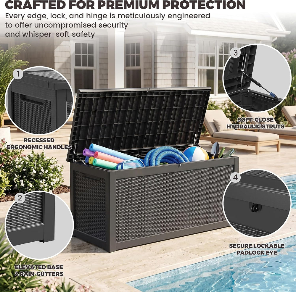 Outdoor Storage Box, 320 Gallon Waterproof Deck Box [Upgraded 3.1], Giant Res...