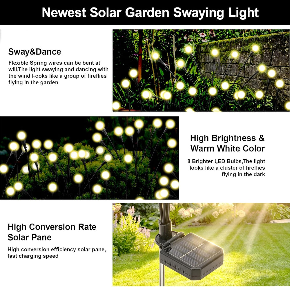 Solar Firefly Lights Outdoor Yard Garden Decor Warm White 6 Pack
