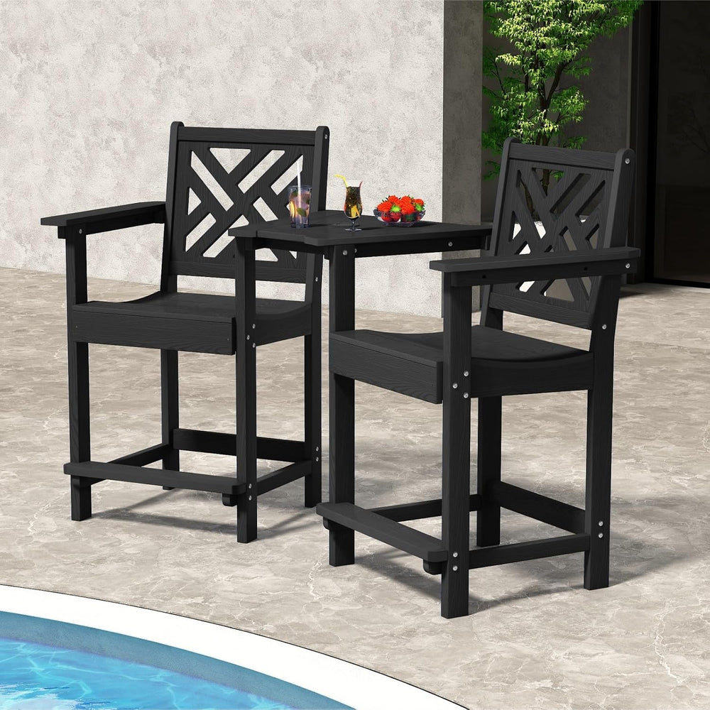 Tall Adirondack Chairs Set of 2, Outdoor 24'' Counter Height Bar Stoo...