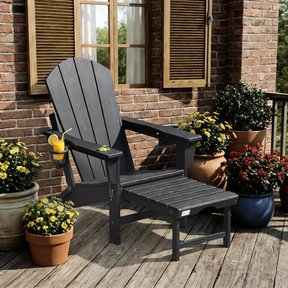 Mdeam HDPE Folding Adirondack Chairs Set of 2, 3-Position 400 lbs, Black