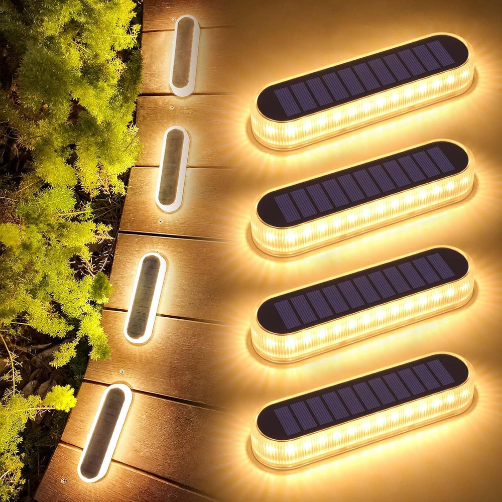 Lacasa Solar Deck Lights, 4 Pack 40LM Solar Powered Step Lights, LED Dock Lig...
