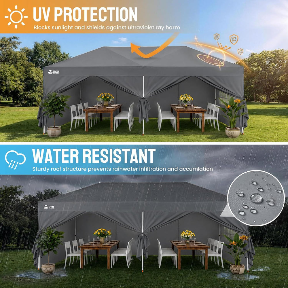 CROWN SHADES 10x20 Pop Up Canopy Tent, Event Shelter, Gray