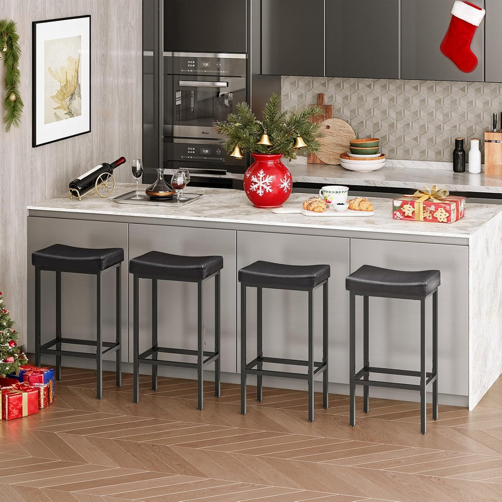 HOOBRO Bar Stools,Set of 4 Bar Chairs, Counter Height Stools, Saddle Barstool...