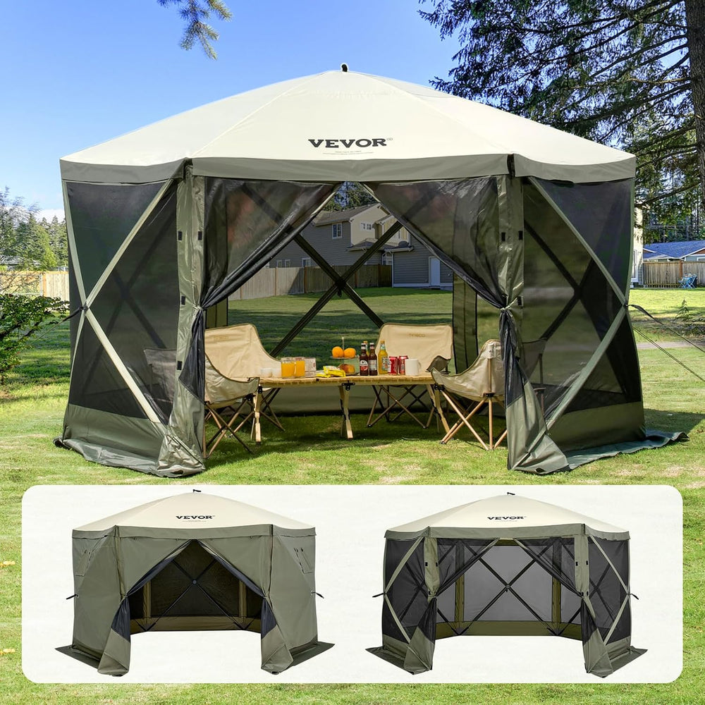VEVOR 12x12ft Pop Up Gazebo Tent with Mosquito Netting, 6 Removable Wind Pane...