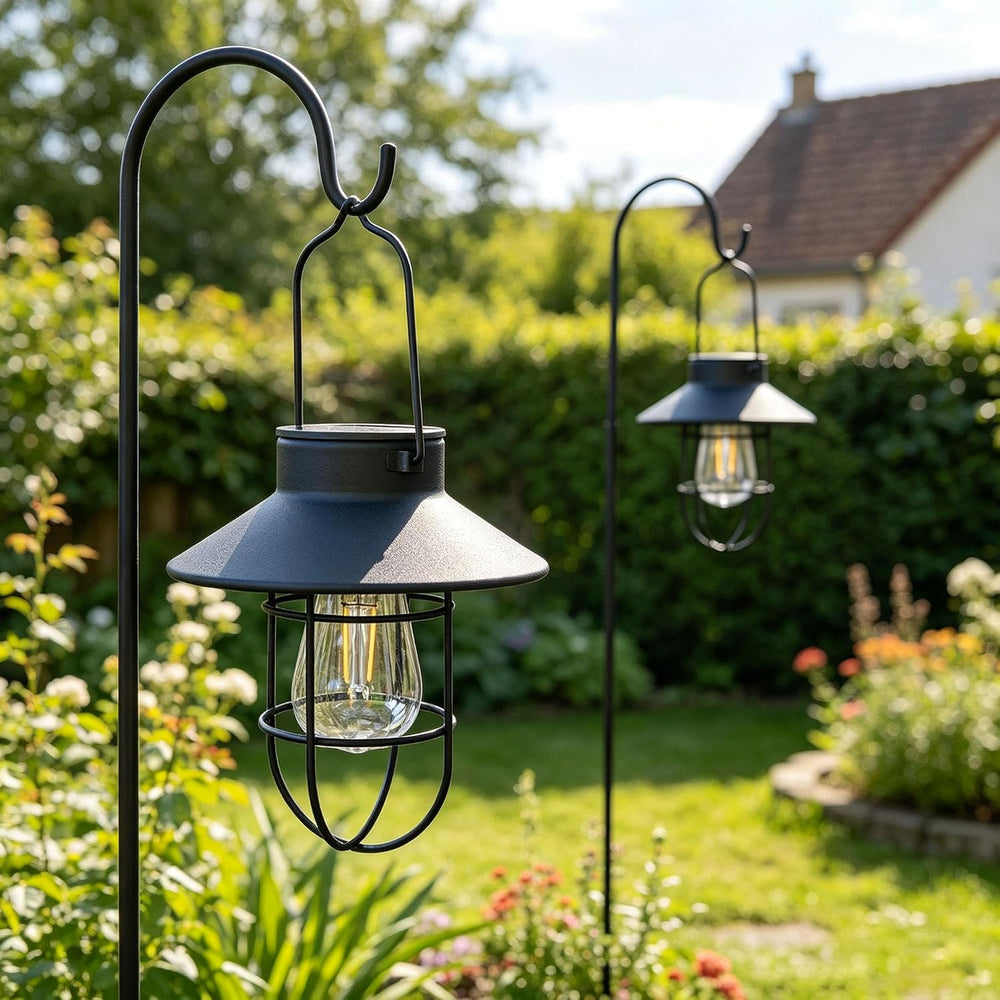 Solar Lantern 2pack Outdoor Hanging Light- Waterproof Vintage Metal Light wit...