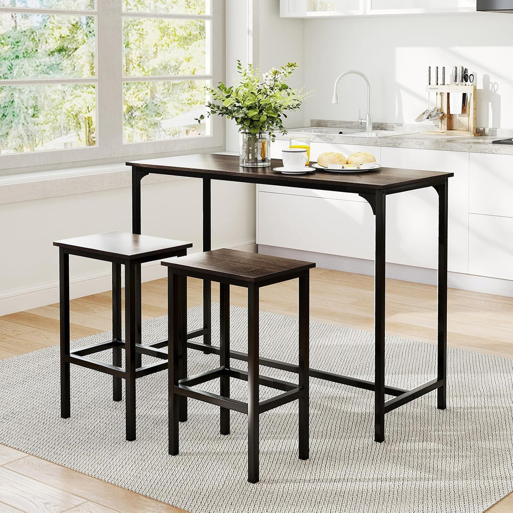 COSTWAY 3-Piece Dining Table Set, 47.5" Counter-Height Kitchen Table Set