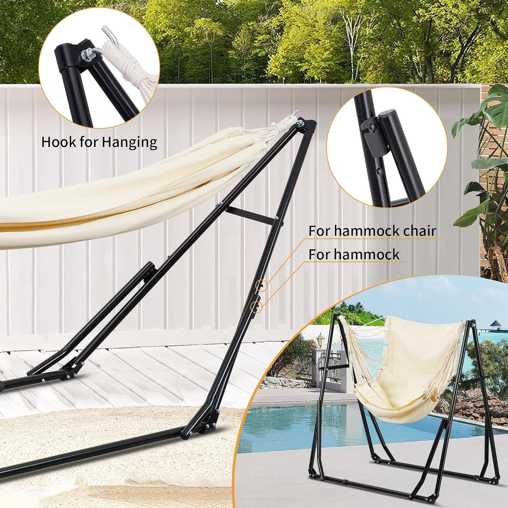 Ainfox Hammock with Foldable Stand, 2 in 1 Hammock and Swinging Chair with Ca...