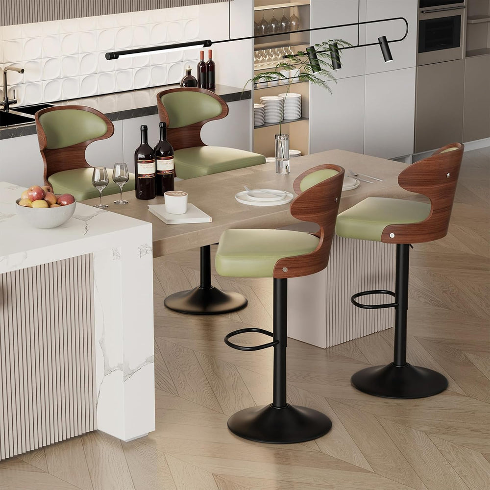 Swivel Bar Stools Set of 4,Adjustable Height Bentwood Barstools