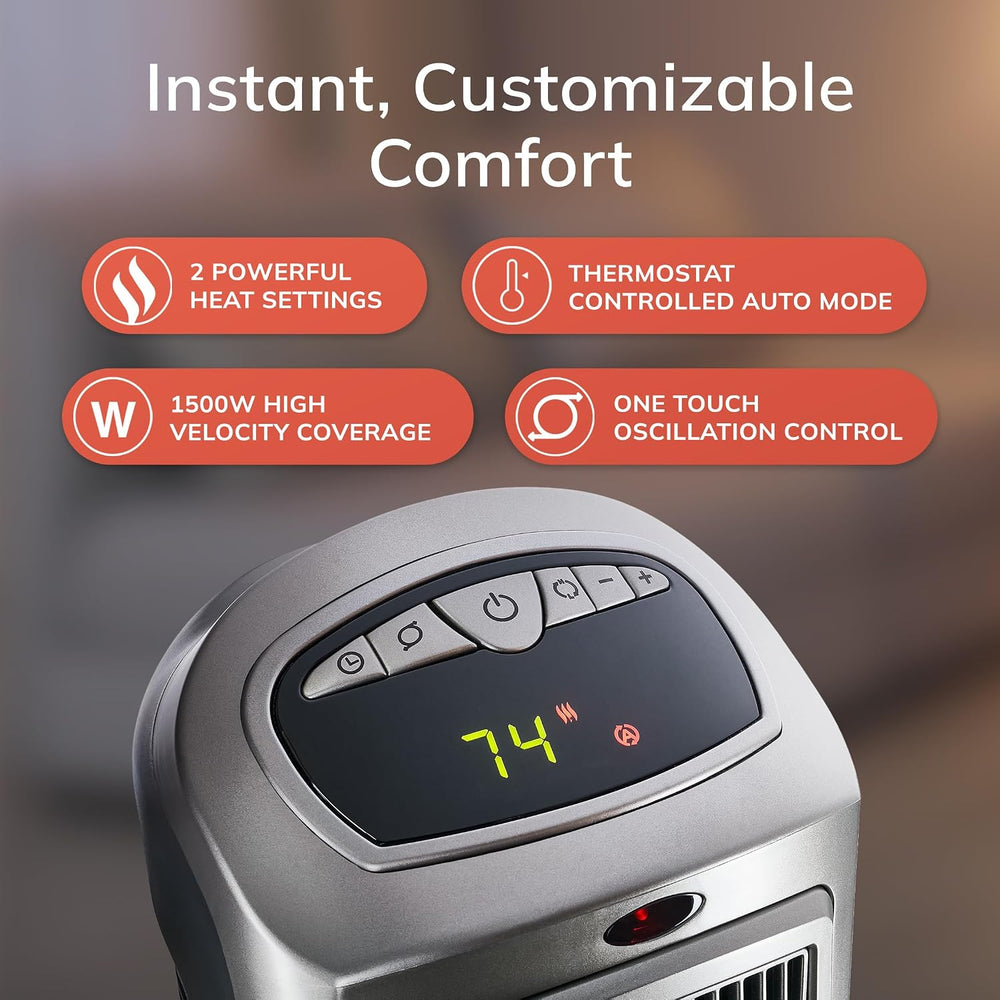 Lasko Oscillating Digital Ceramic Tower Heater for Home with Adjustable Therm...