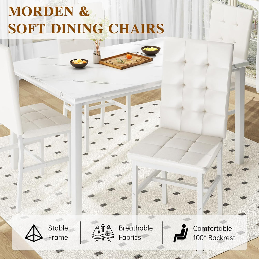 AWQM Dining Table Set for 4,Faux Marble Kitchen Table and Chairs Set of 4, Mo...