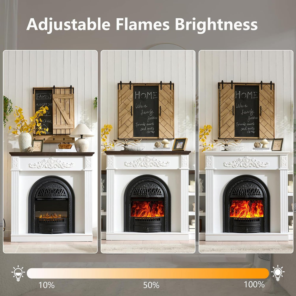 45" Birdcage-Style Electric Fireplace with Mantel, Tall Fireplace TV Stand