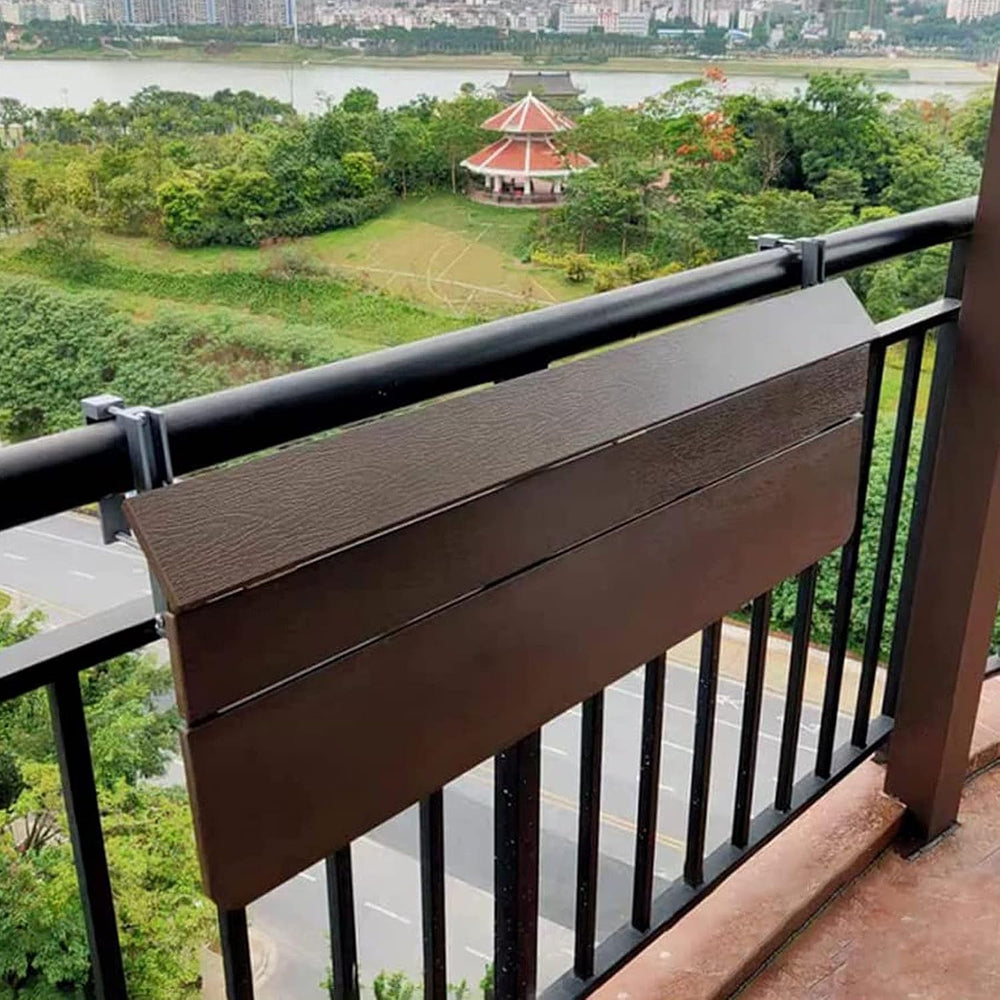 Balcony Bar Table for Railings, Outdoor HDPE Hanging Folding Adjustable Heigh...