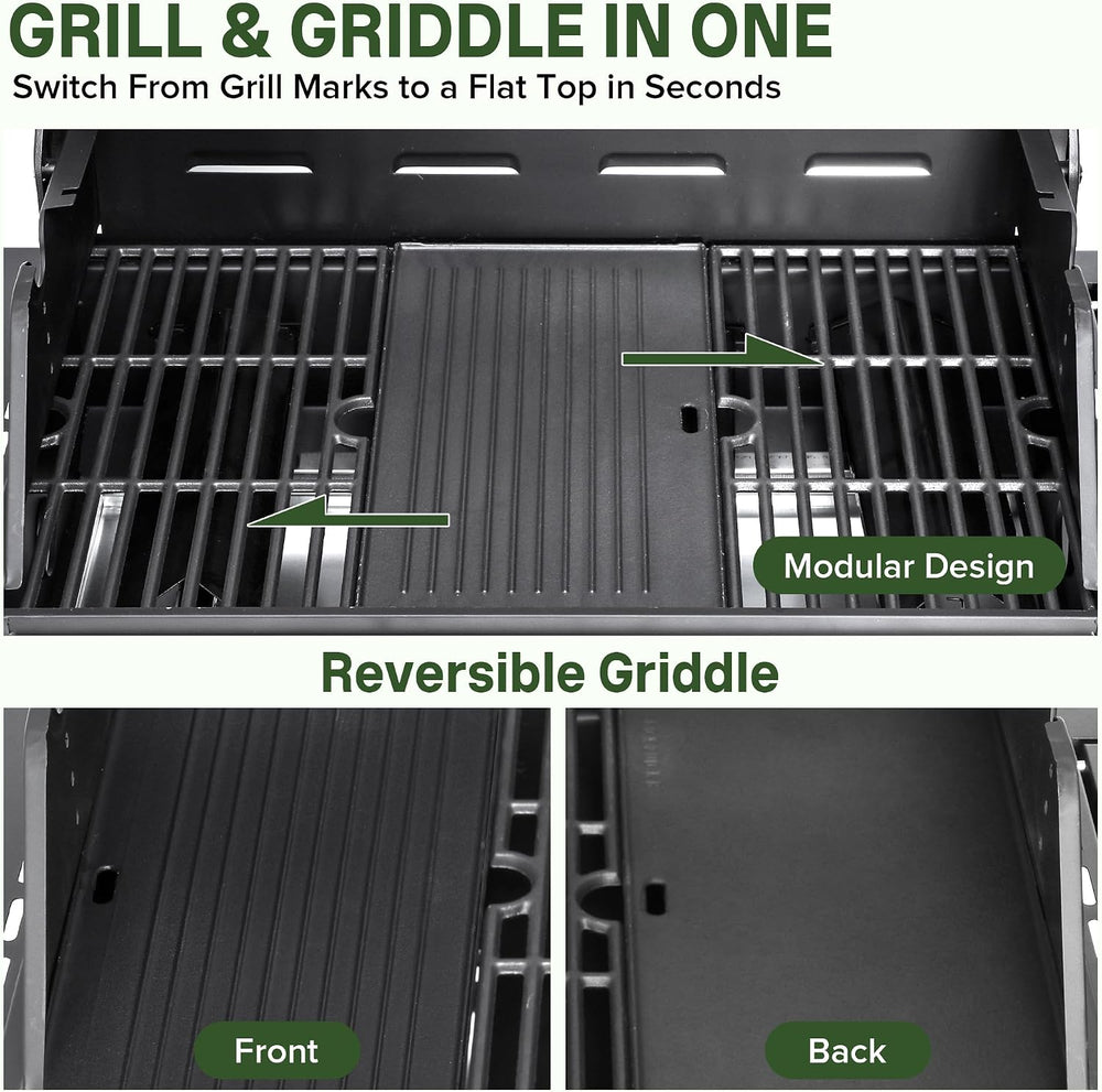 4-Burner Propane Gas Grill and Griddle Combo with Side Burner