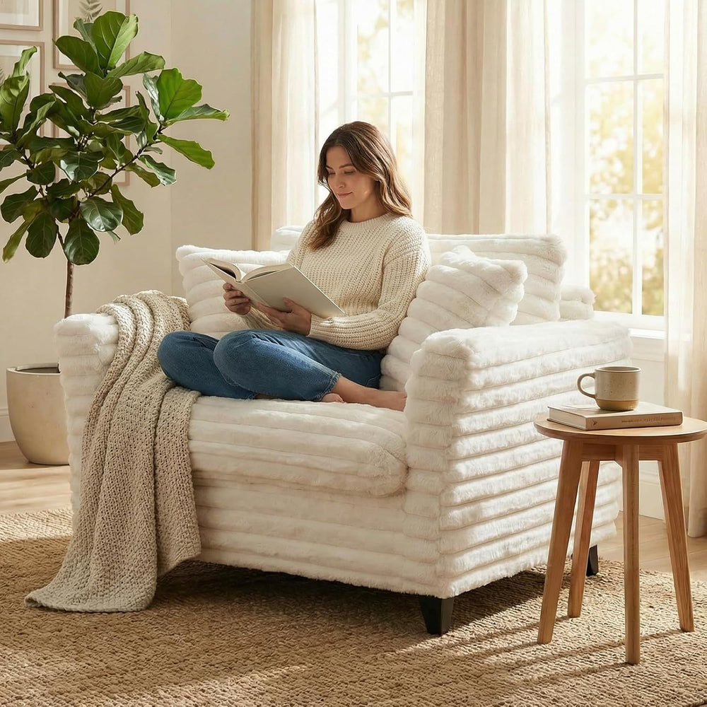 ERYE Oversized Corduroy Upholstered Accent Chair Comfy Reading Sofa Chair for...