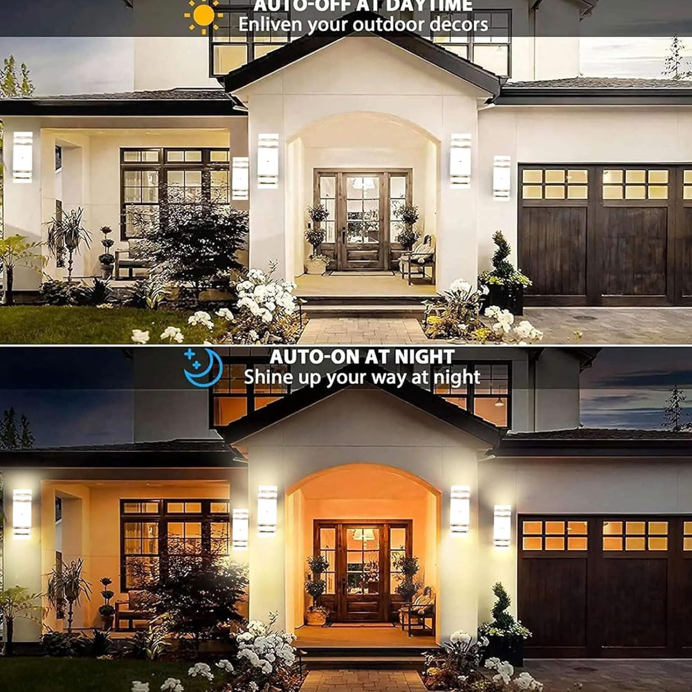 Outdoor Wall Lights with Dusk to Dawn Sensor, Up Down Exterior Lighting Fixtu...