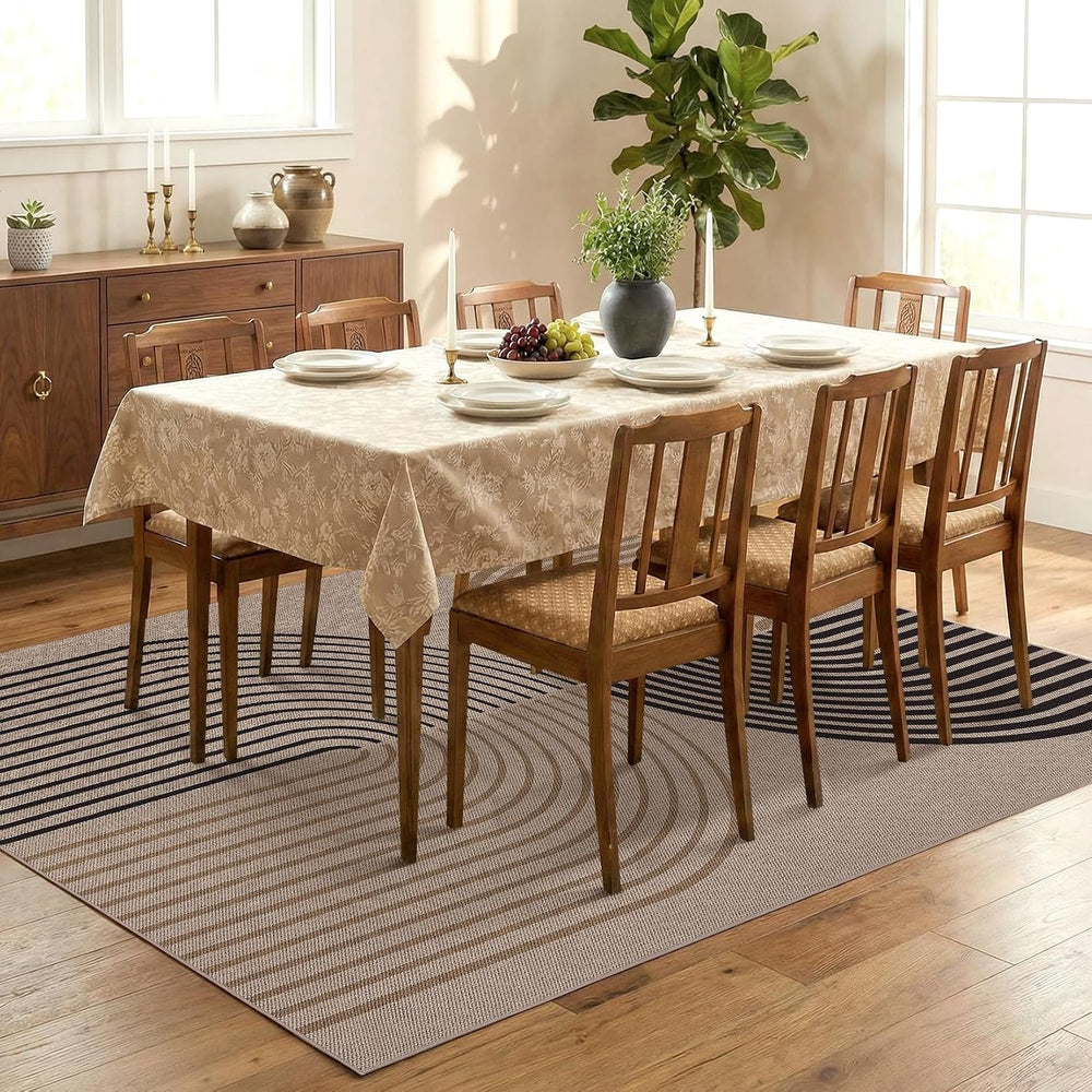 Garvee Outdoor Patio Rug 8x10 Rainbow Washable Easy Jute Rugs, Tan