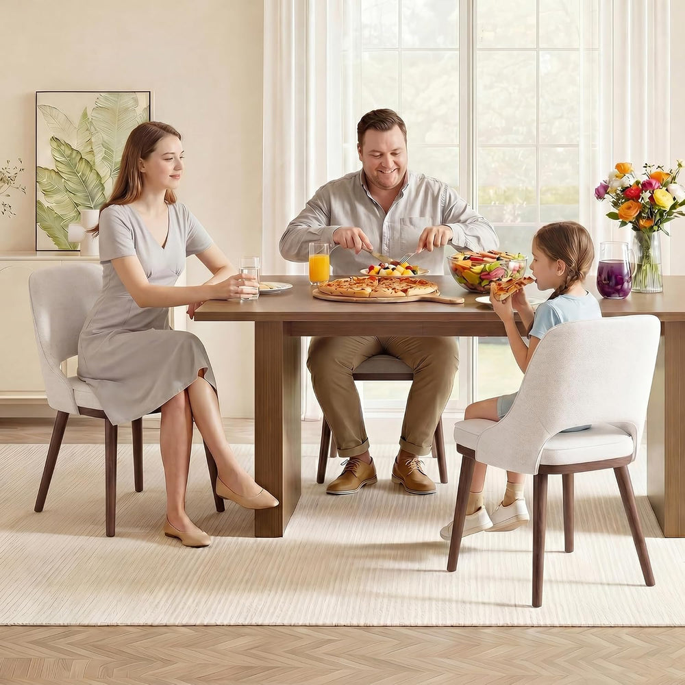 Modern Upholstered Chairs, Curved Open‑Back Fabric Kitchen Chairs(Set of 6)