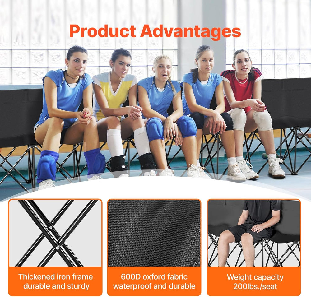 VEVOR Portable Folding Bench, 8 Seats Foldable Sideline Bench, Outdoor Campin...