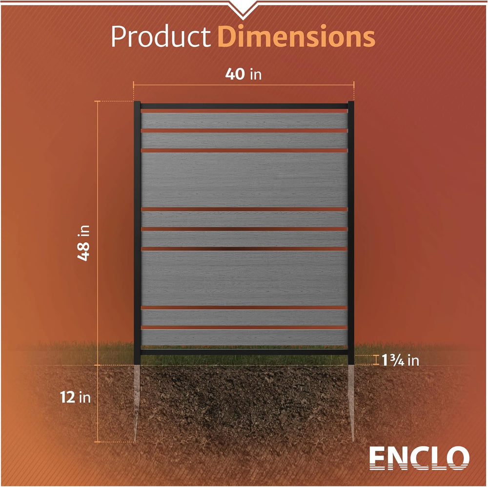 Enclo Vienna Privacy Screen, Charcoal Vinyl DIY No Dig Kit
