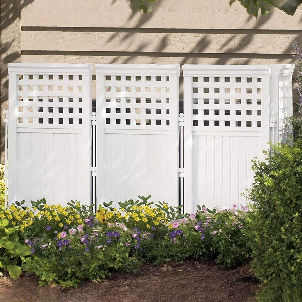 Suncast 4-Panel Outdoor Screen Enclosure - Freestanding Wicker Resin Reversib...