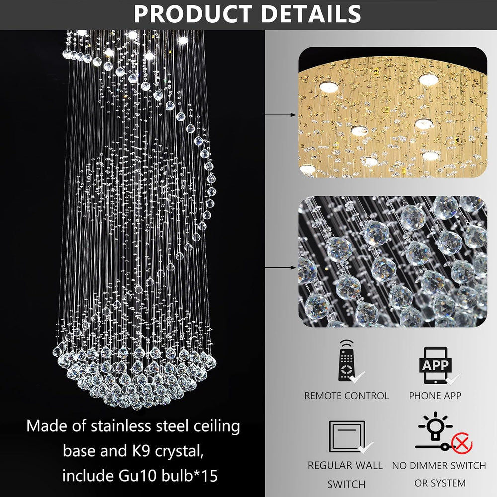D40'' x H120'' Crystal Chandelier High Ceiling Chandeliers fo...