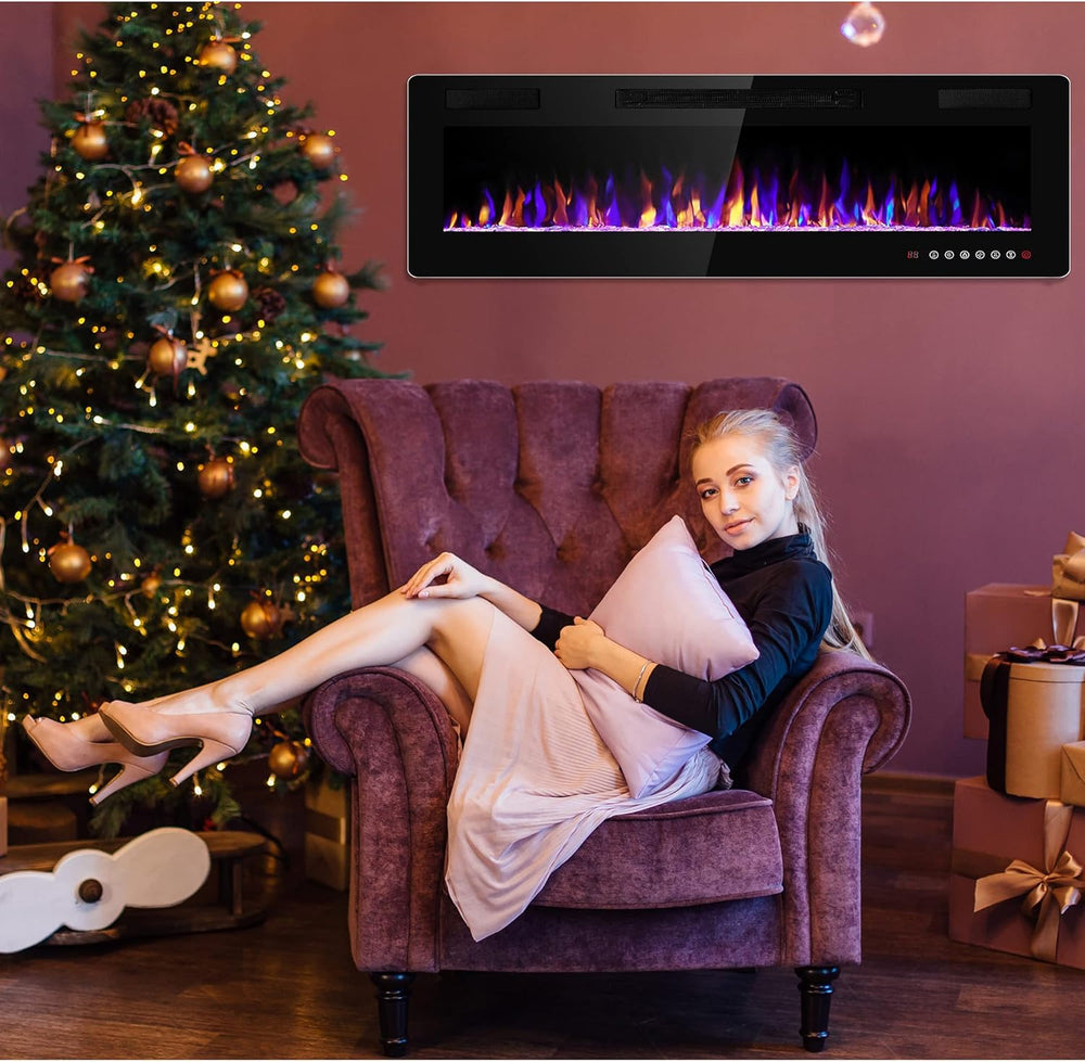 Electactic 50 Inch Electric Fireplace Insert Ultra-Thin - Recessed & Wall...