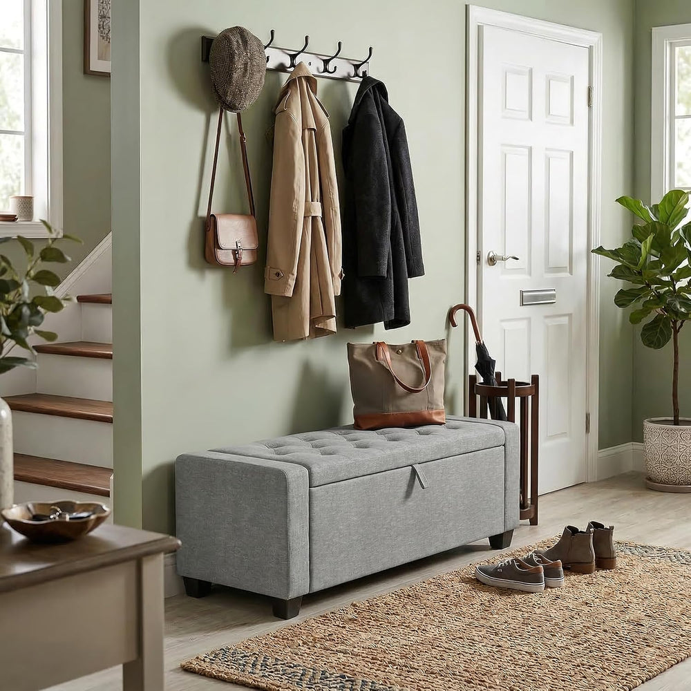 Storage Ottoman Bench, End of Bed Bench with Legs,Storage Chest with Safety H...