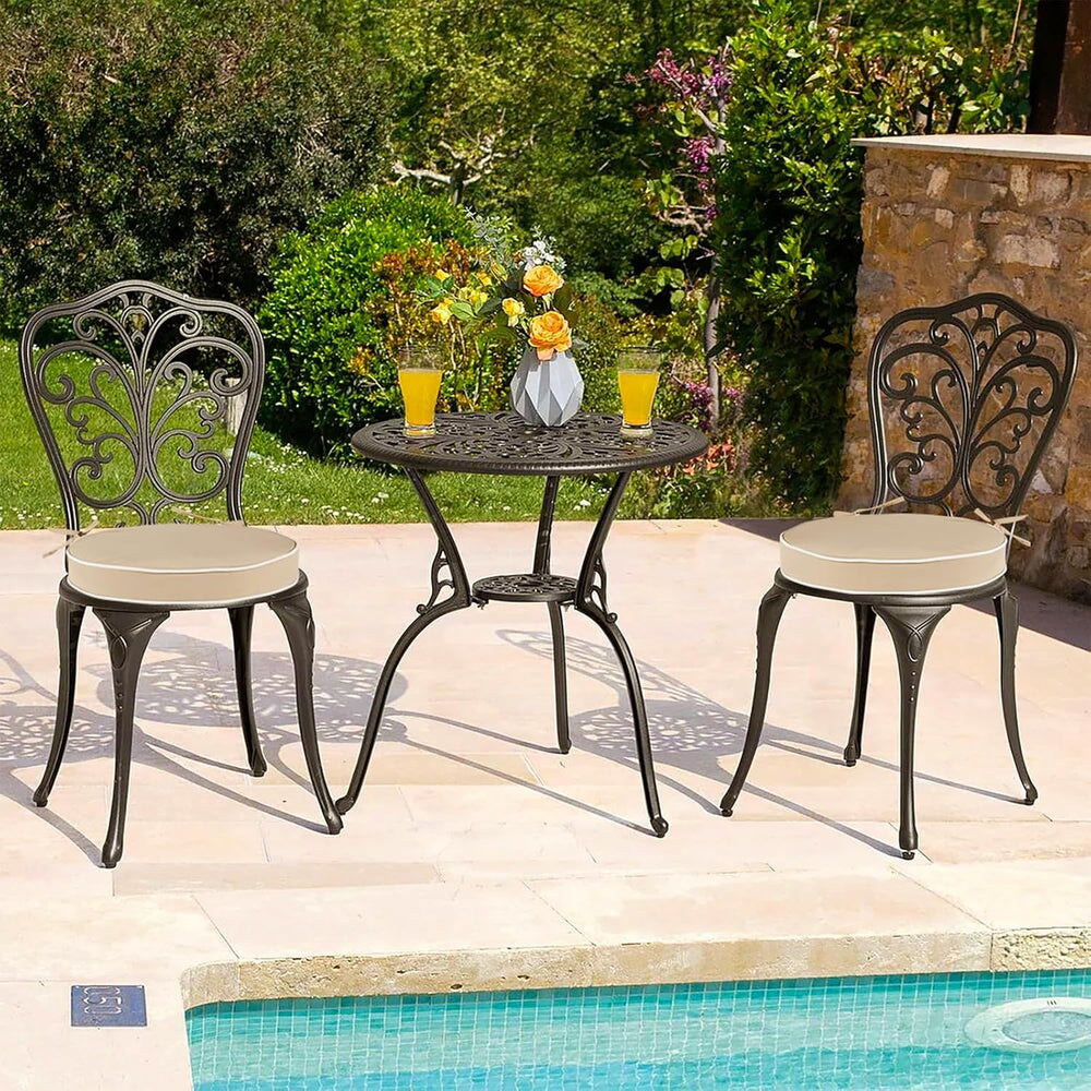 Outdoor Bistro Chair Cushions Set of 2, Waterproof 15 inch Round Seat Cushion...