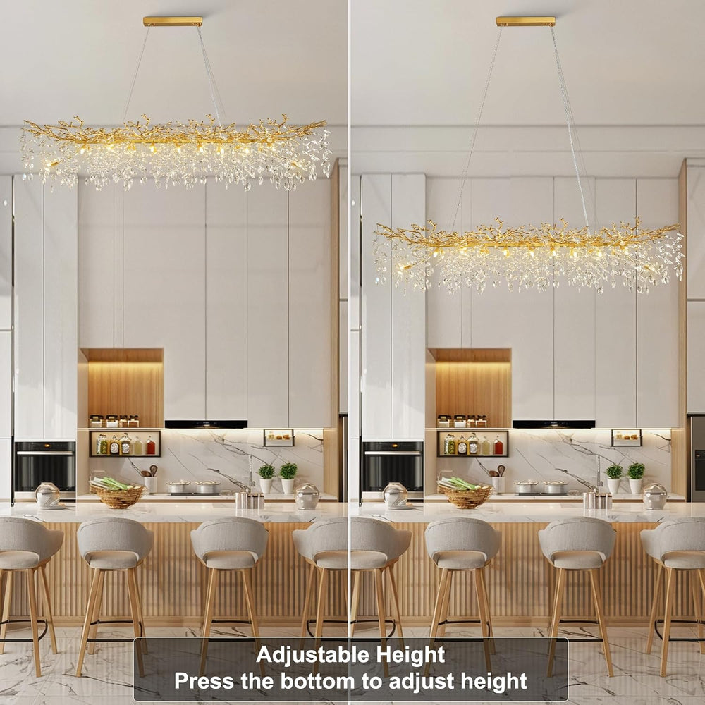 71" Modern Crystal Chandelier, 20-Light Gold Tree Branch Chandelier, Lux...