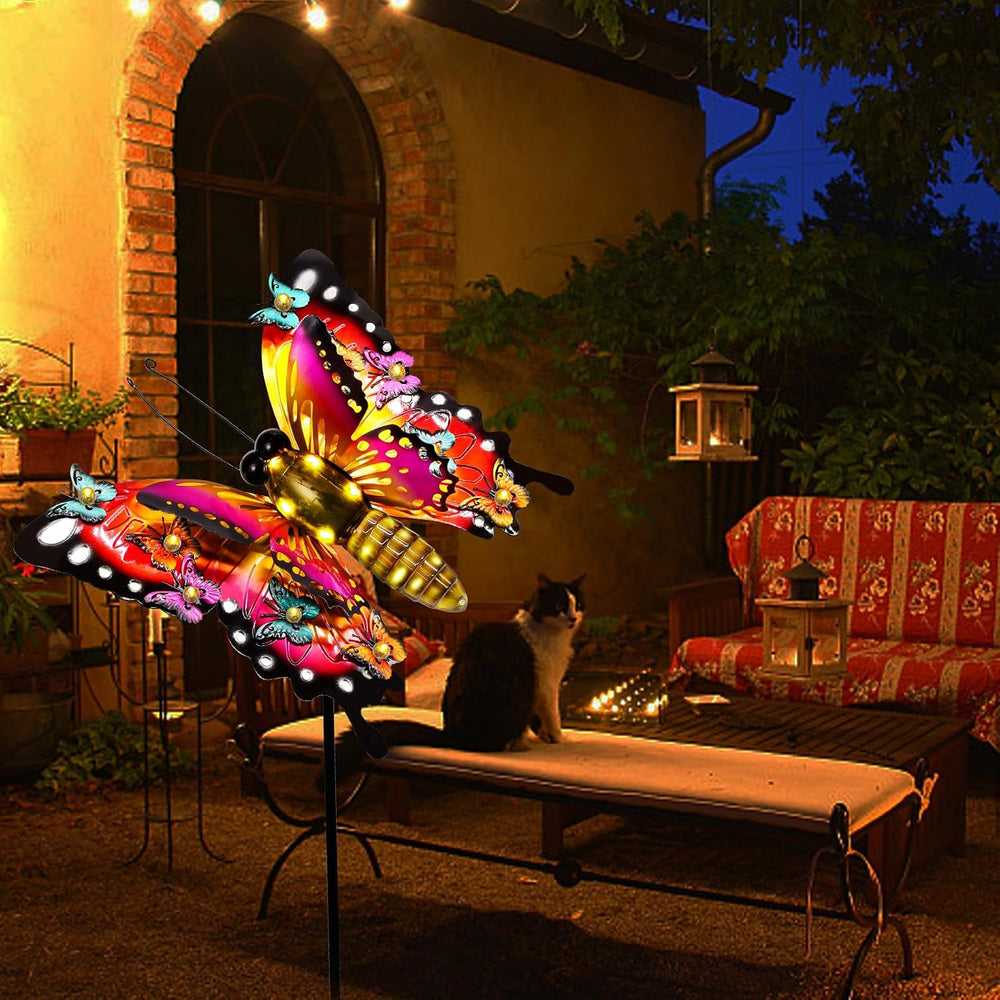 Solar Butterfly Lights Outdoor, Large 41" Metal Garden Decor Outdoor Lights