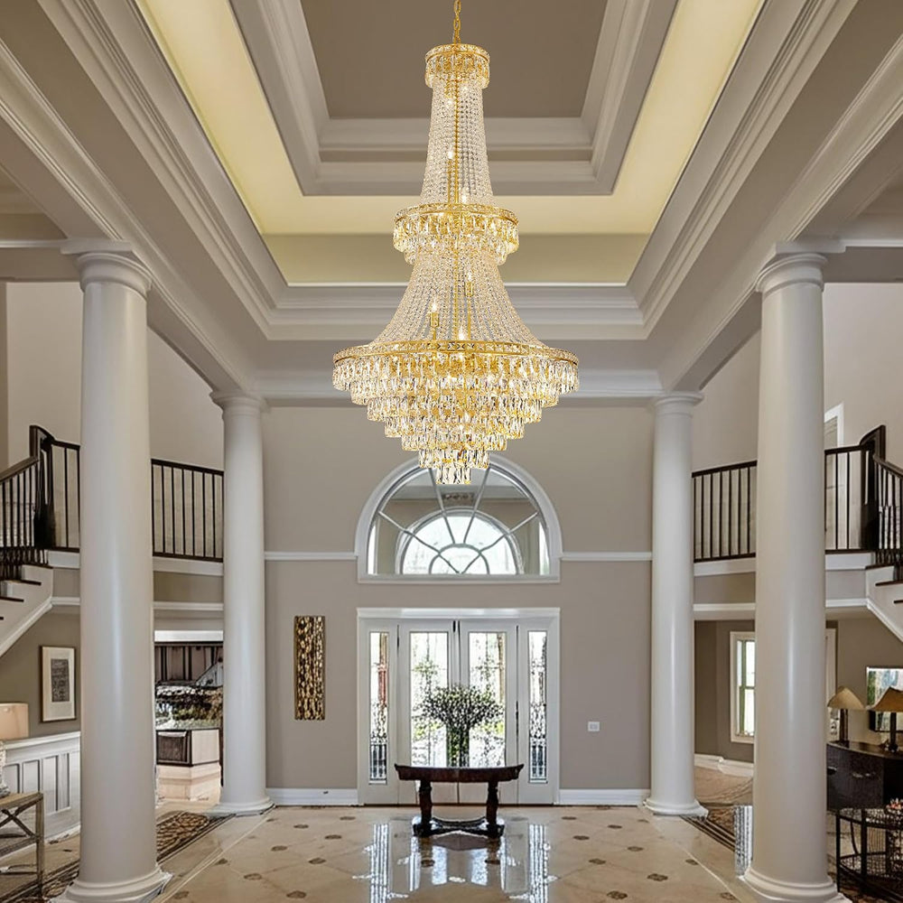 Large Gold Luxury Crystal Chandeliers 26 Lights Modern Chandelier for High Ce...