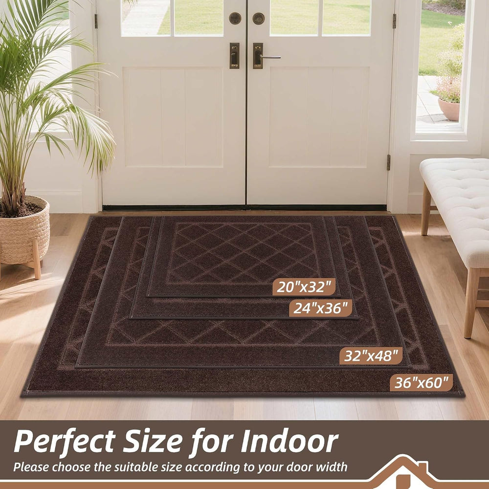 BEQHAUSE Dirt Trapper Door Mat 24" x 36", Doormat Non-Slip, Brown