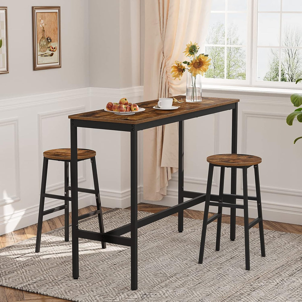 MAHANCRIS Bar Stools, Set of 2 Round Bar Chairs with Footrest, 24.4 Inch Kitc...