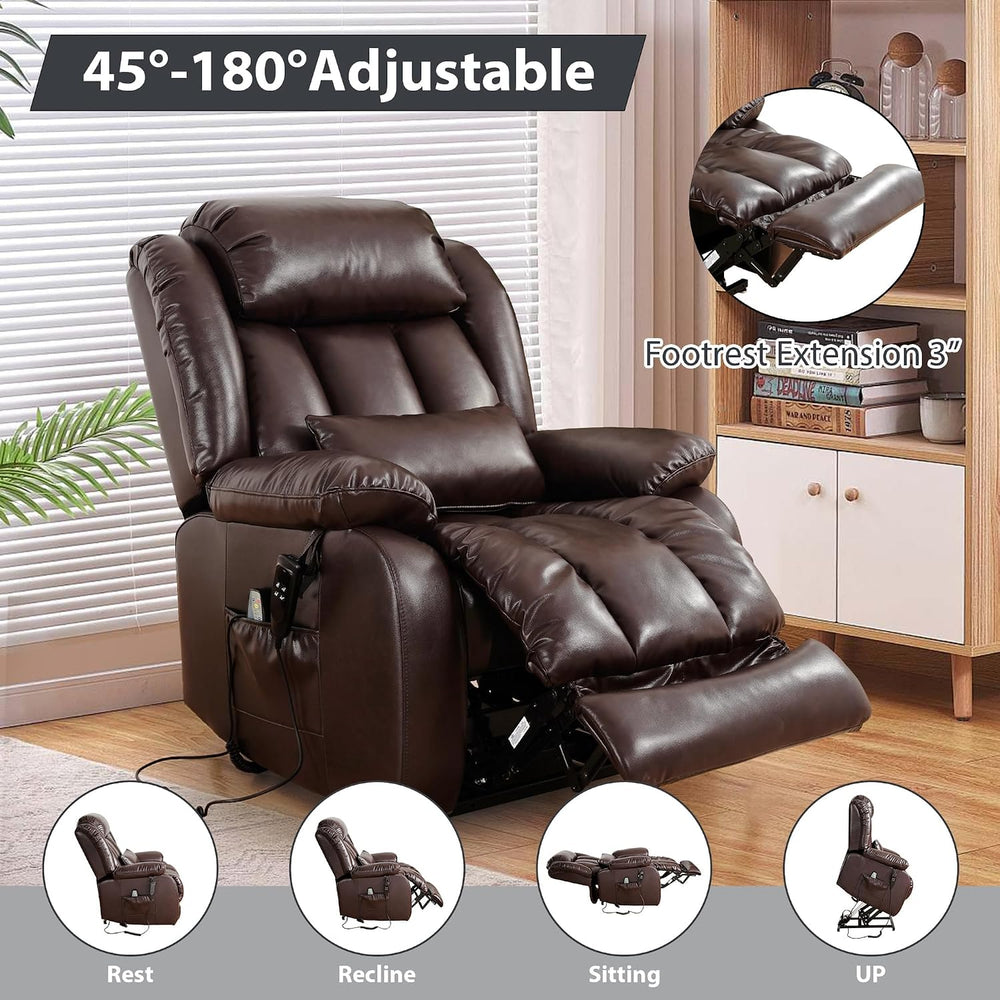 EDILLY X Large Genuine Leather Power Lift Recliner Chairs for Elderly