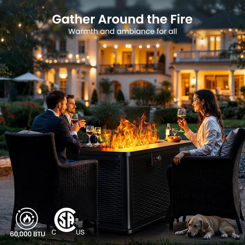 Ciays 43-Inch Rectangular Propane Fire Pit with 60,000 BTU Output, Gas with C...