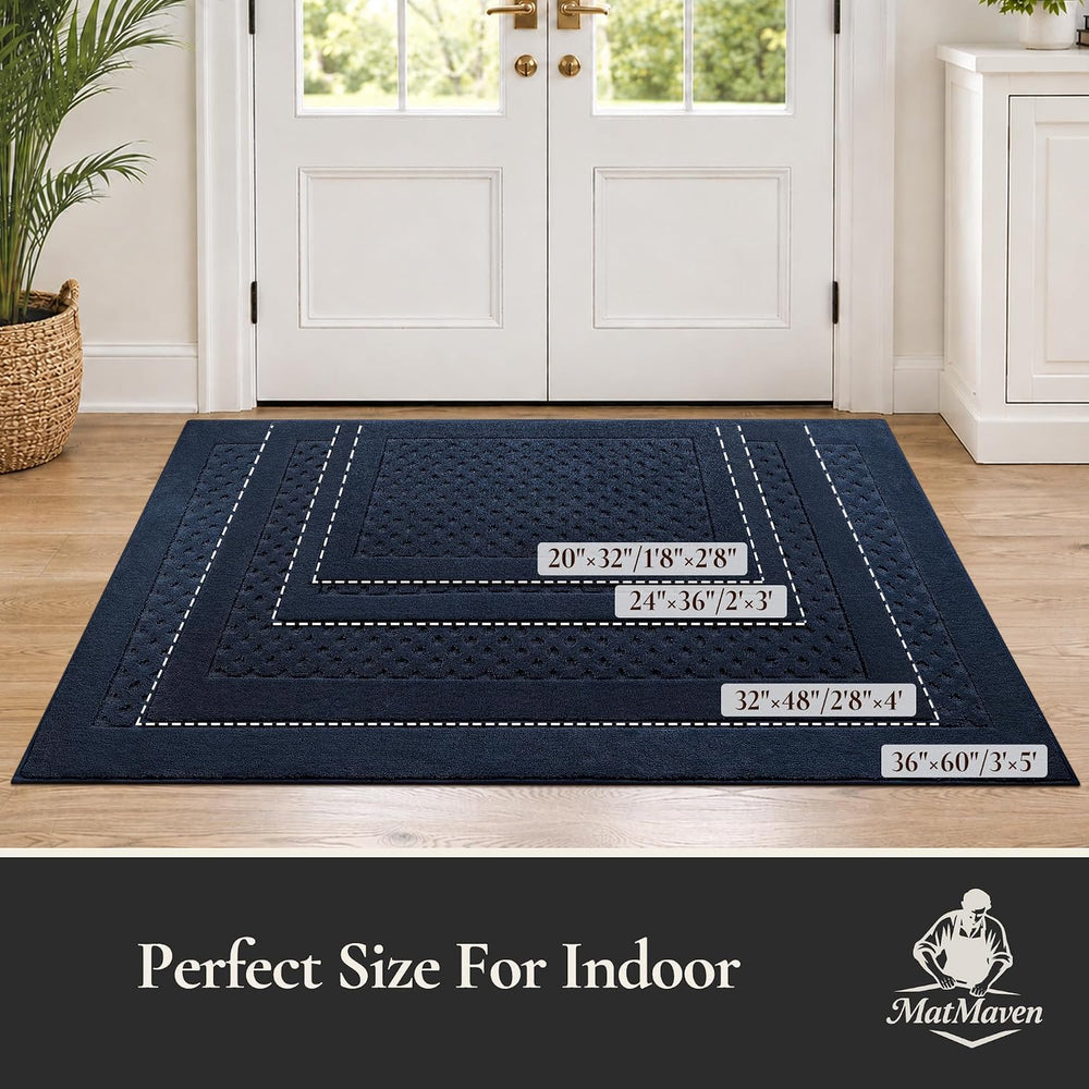 Dirt Trapper Door Mat 24"x 36", Non-Slip Entryway Rugs, Navy Blue