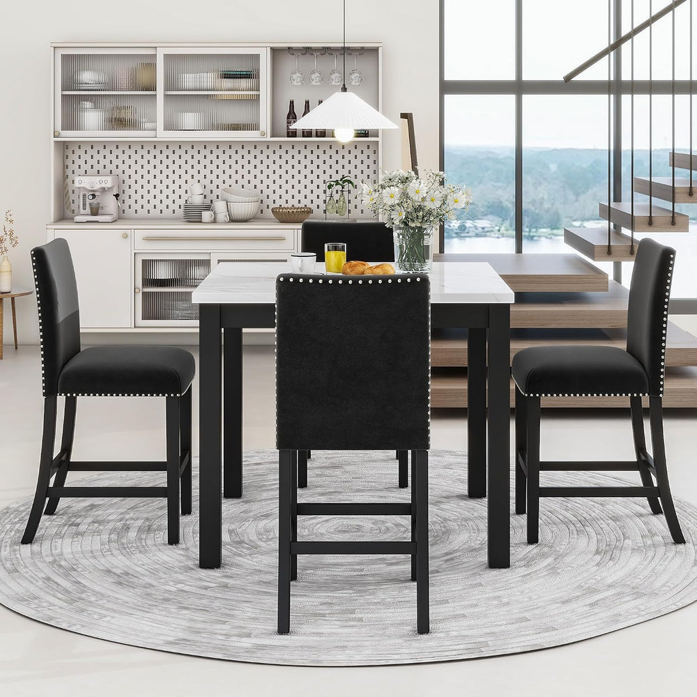 RuiSiSi 5-Piece Counter Height Dining Table Set for 4, Black