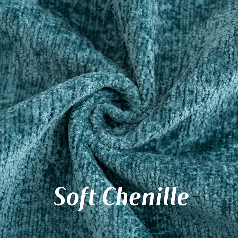 FUTEI Pack of 2 Chenille Soft Throw Pillow Covers 24x24 Inch, Teal