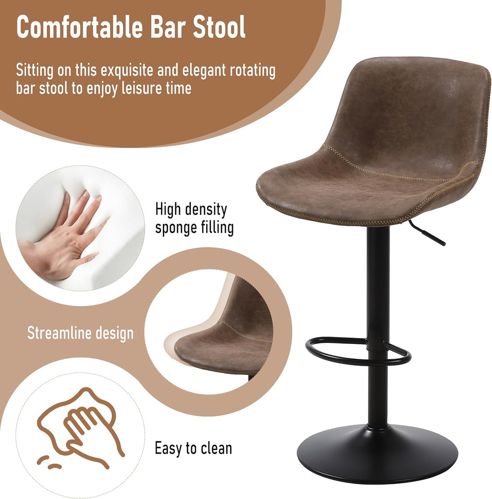 Bar Stools, Swivel Counter Height Barstools with Back, Adjustable Modern Bar ...