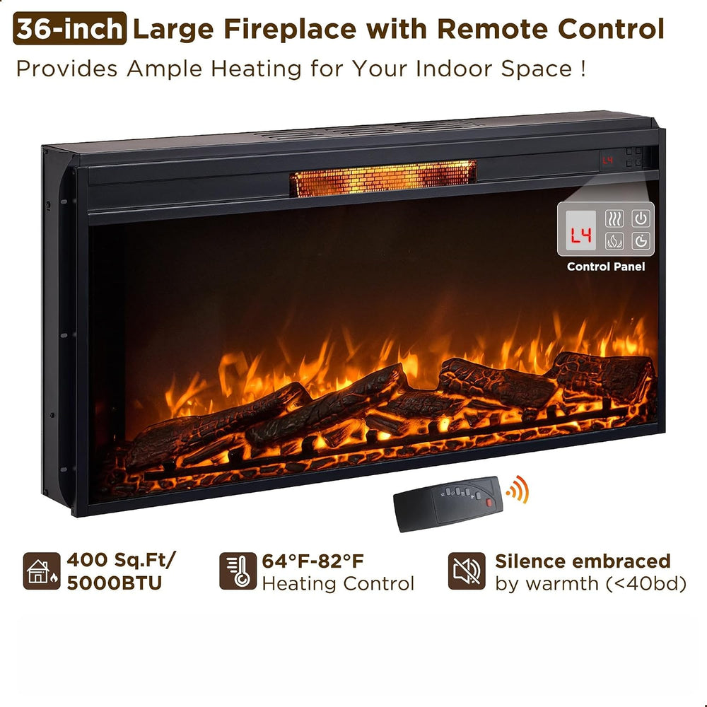 OKD 52" Farmhouse Electric Fireplace w/Mantel & Sime-Open Cubby