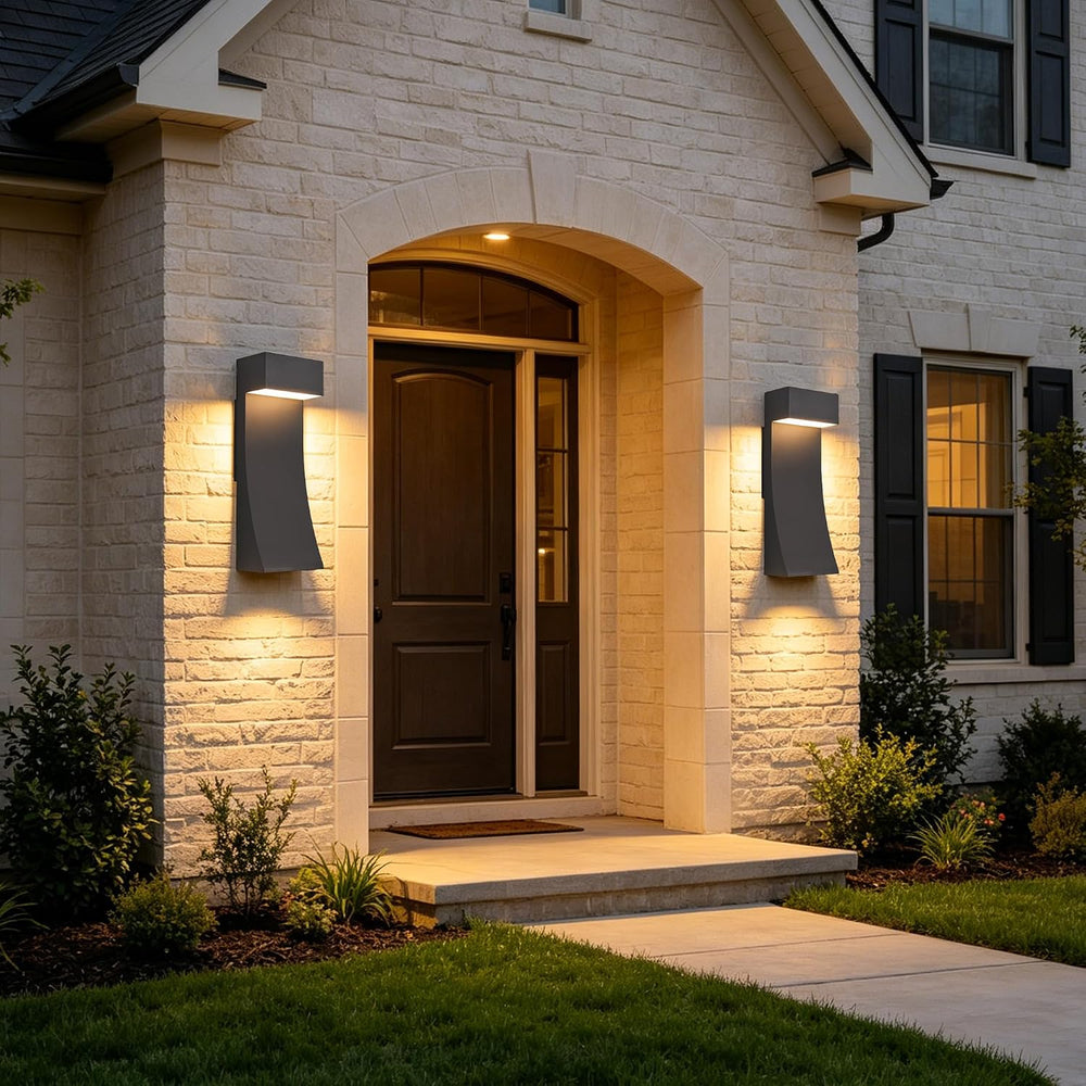 Modern Outdoor Wall Light Curved Design Waterproof,Super Bright LED,Textured ...