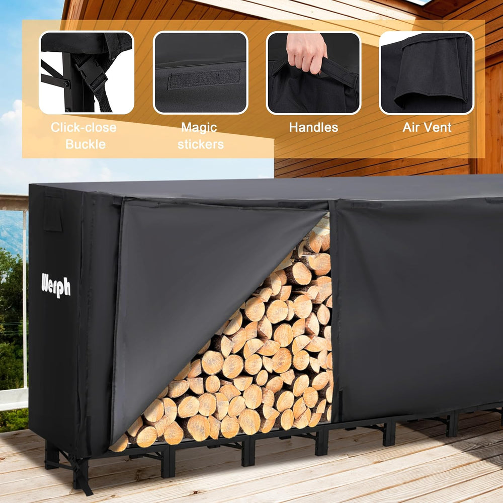 Werph 12FT Firewood Rack Outdoor, Heavy Duty Firewood Storage Rack