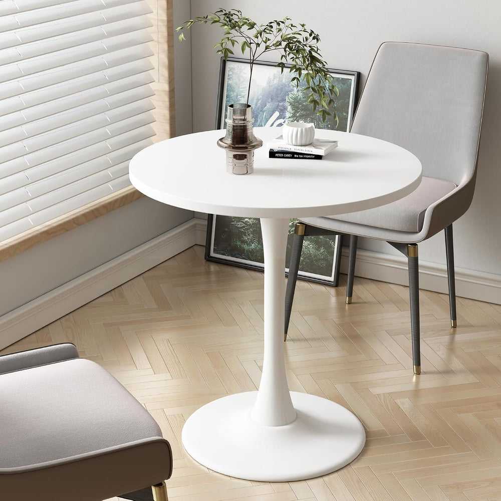 Round Dining Table 27.5" Circle Tulip Table for 4 People,White