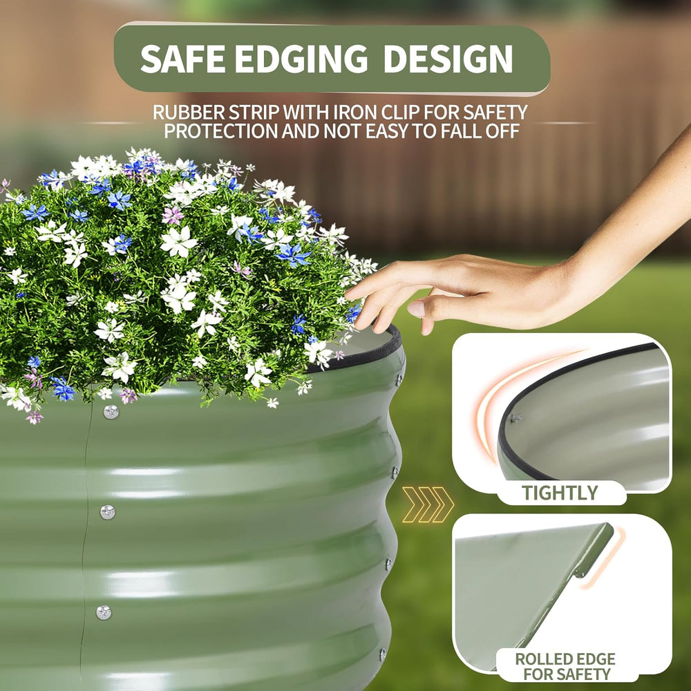 Galvanized Raised Garden Bed Outdoor- 8x2x1FT Planter Box, Green