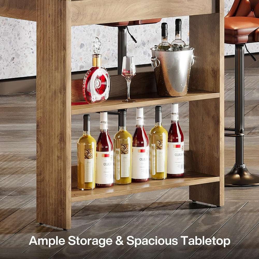 Tribesigns 63" Bar Table, Farmhouse Counter Height Pub Table with Storage